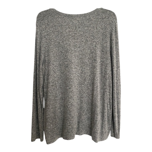 Maison Jules Heather Gray & White Top w/ Lace & Side Button Detail Size Large - Picture 2 of 6